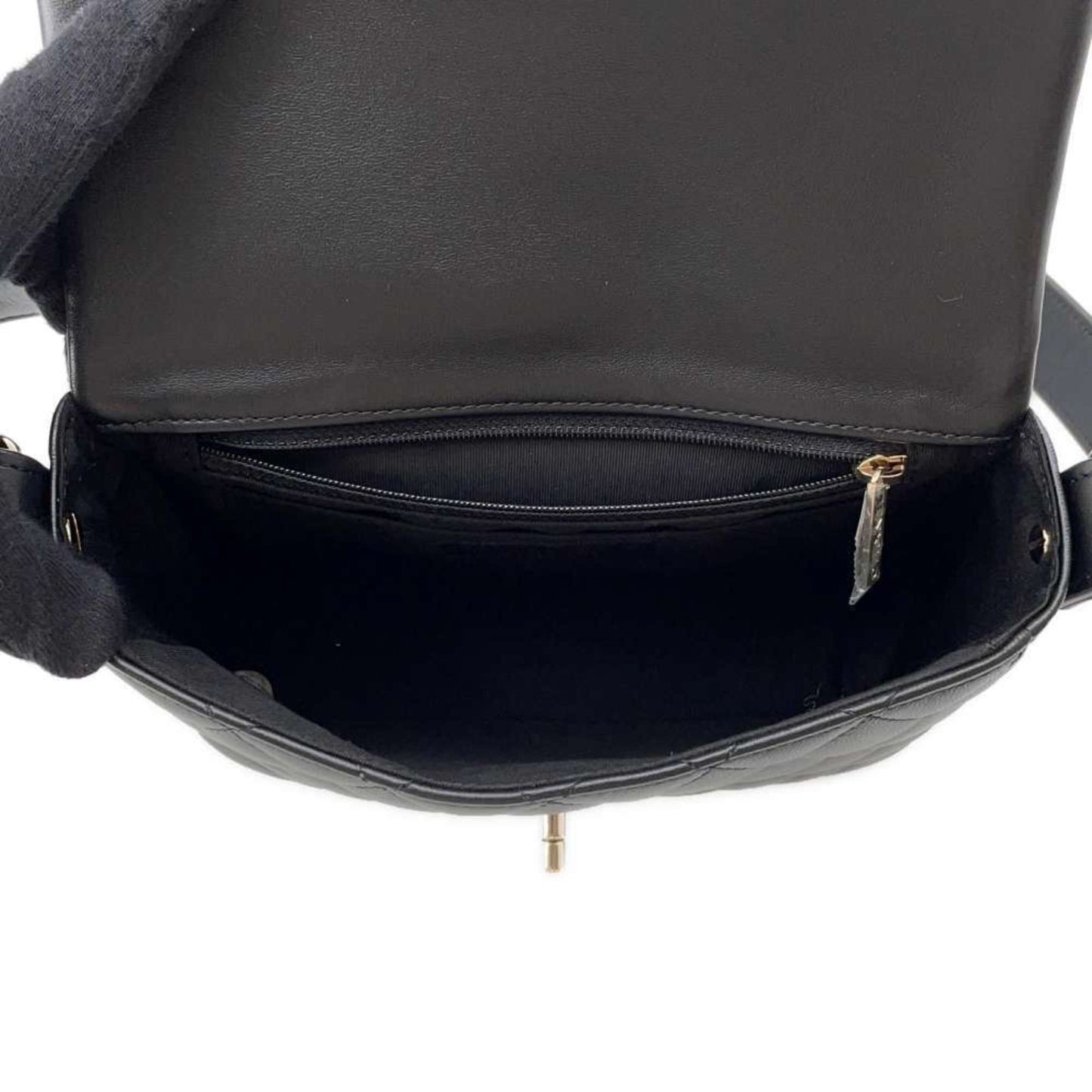 Chanel Shoulder Bag Coco Mark Matelasse Ruffle Leather AS1737 CHANEL Black