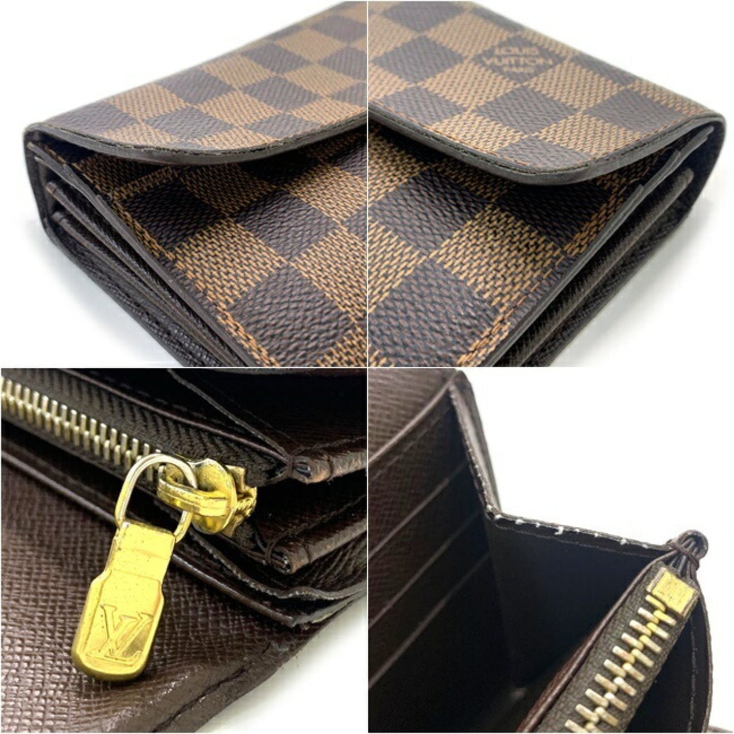 Louis Vuitton Portofeuil Sara Damier Ebene N61724 Long Bi-Fold Wallet Canvas CA2058 LOUIS VUITTON Coin Purse Flap Women's Men's