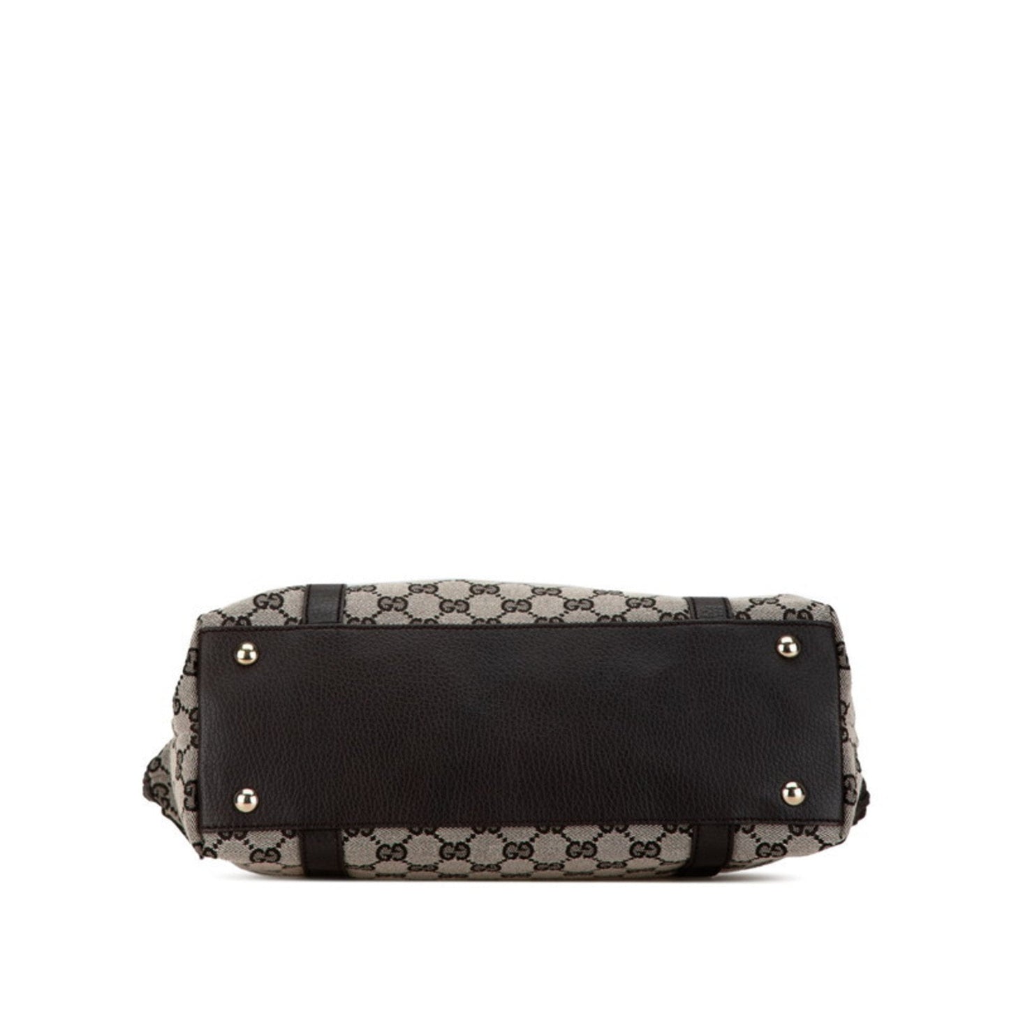 Gucci Black Canvas Leather Handbag Tote Bag