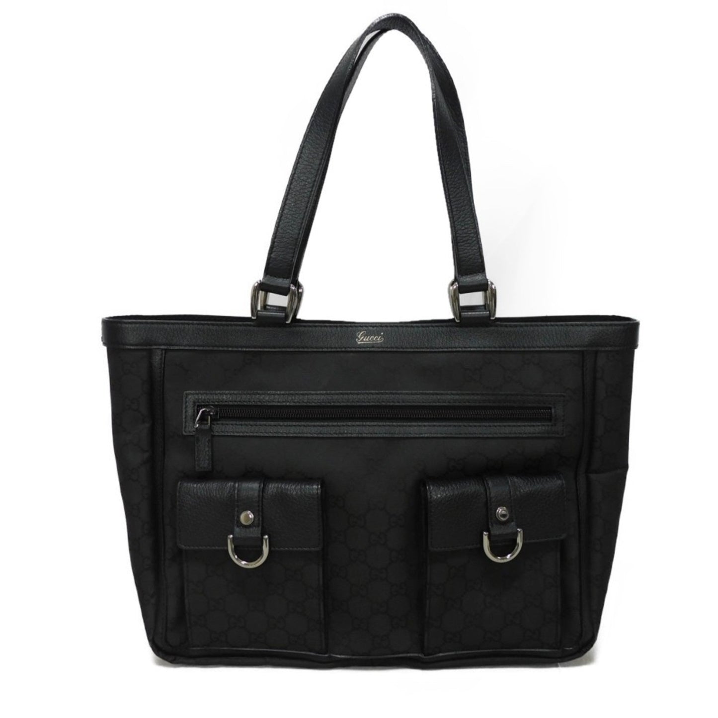 Gucci Black Nylon Leather Shoulder Bag Tote Bag ()
