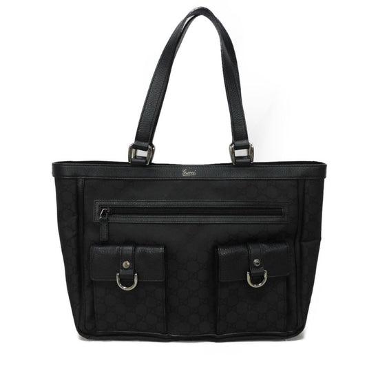 Gucci Black Nylon Leather Shoulder Bag Tote Bag ()