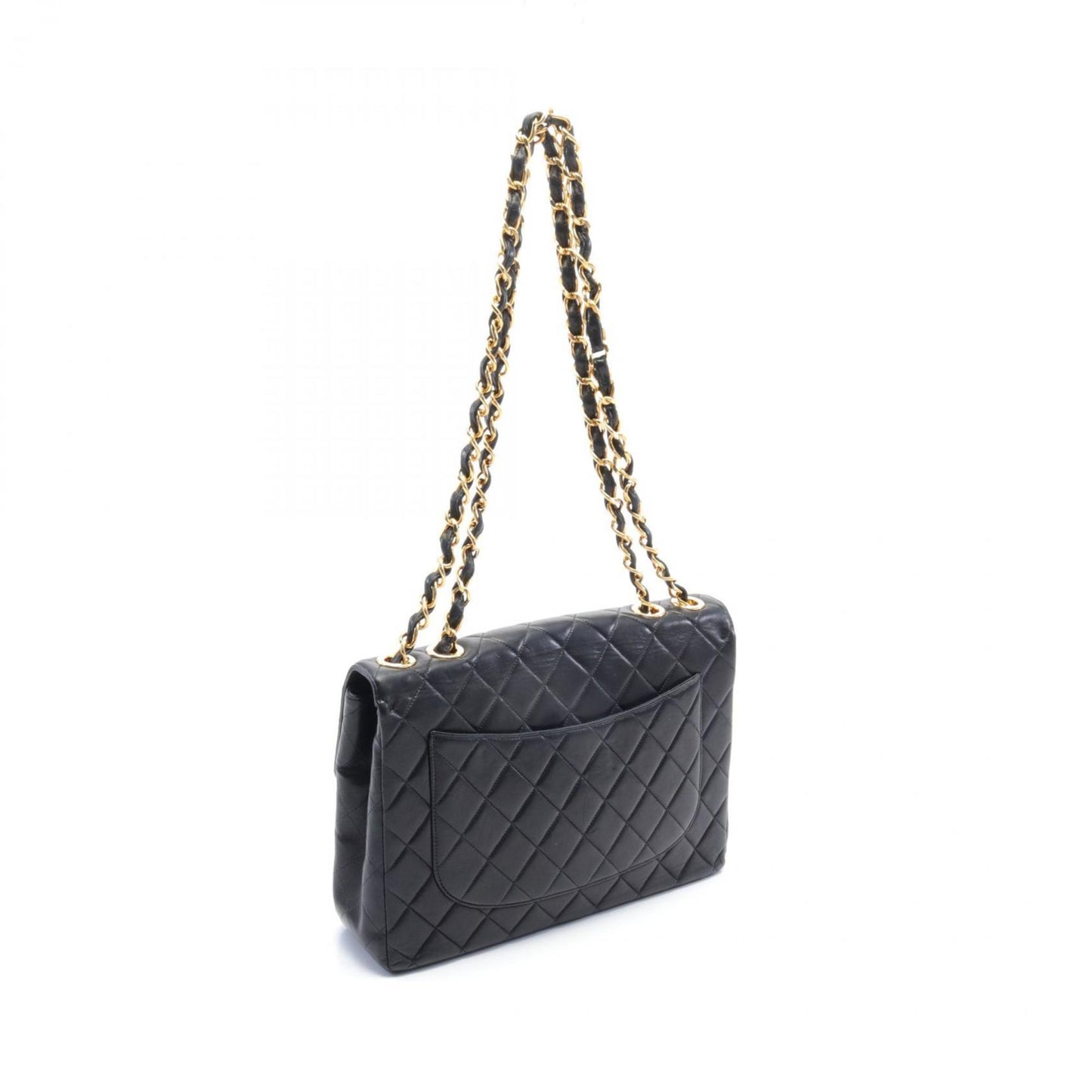 CHANEL Deca Matelasse 30 Single Flap Shoulder Bag, Lambskin, Women's, Black
