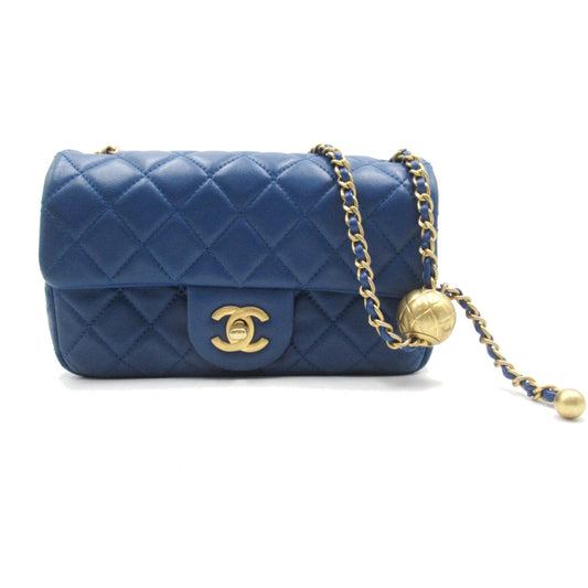 CHANEL Mini Materasse Chain Shoulder Blue Lambskin (sheep leather) AS1787