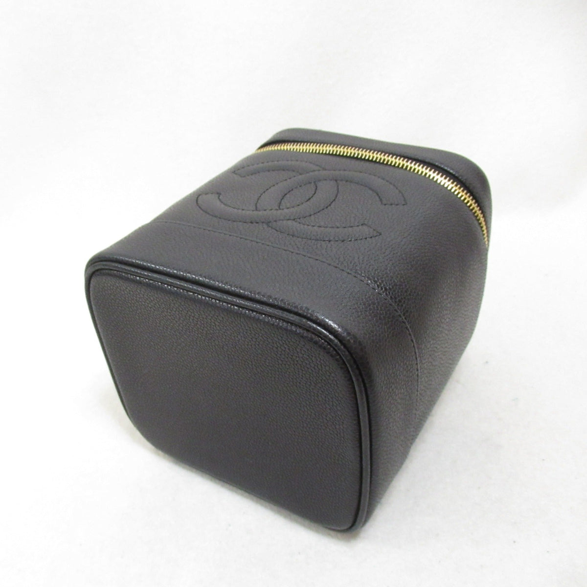 CHANEL Vertical Vanity Handbag Black Caviar Skin (Grained Calf)