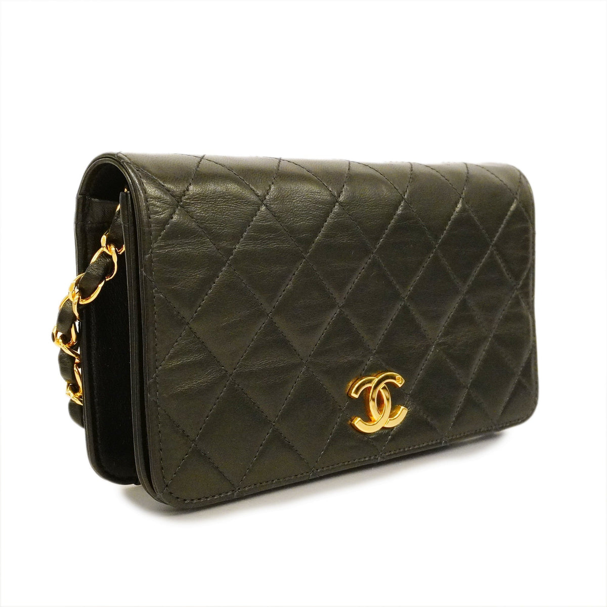ChanelAuth  Matelasse Chain Shoulder Women's Leather Shoulder Bag Black