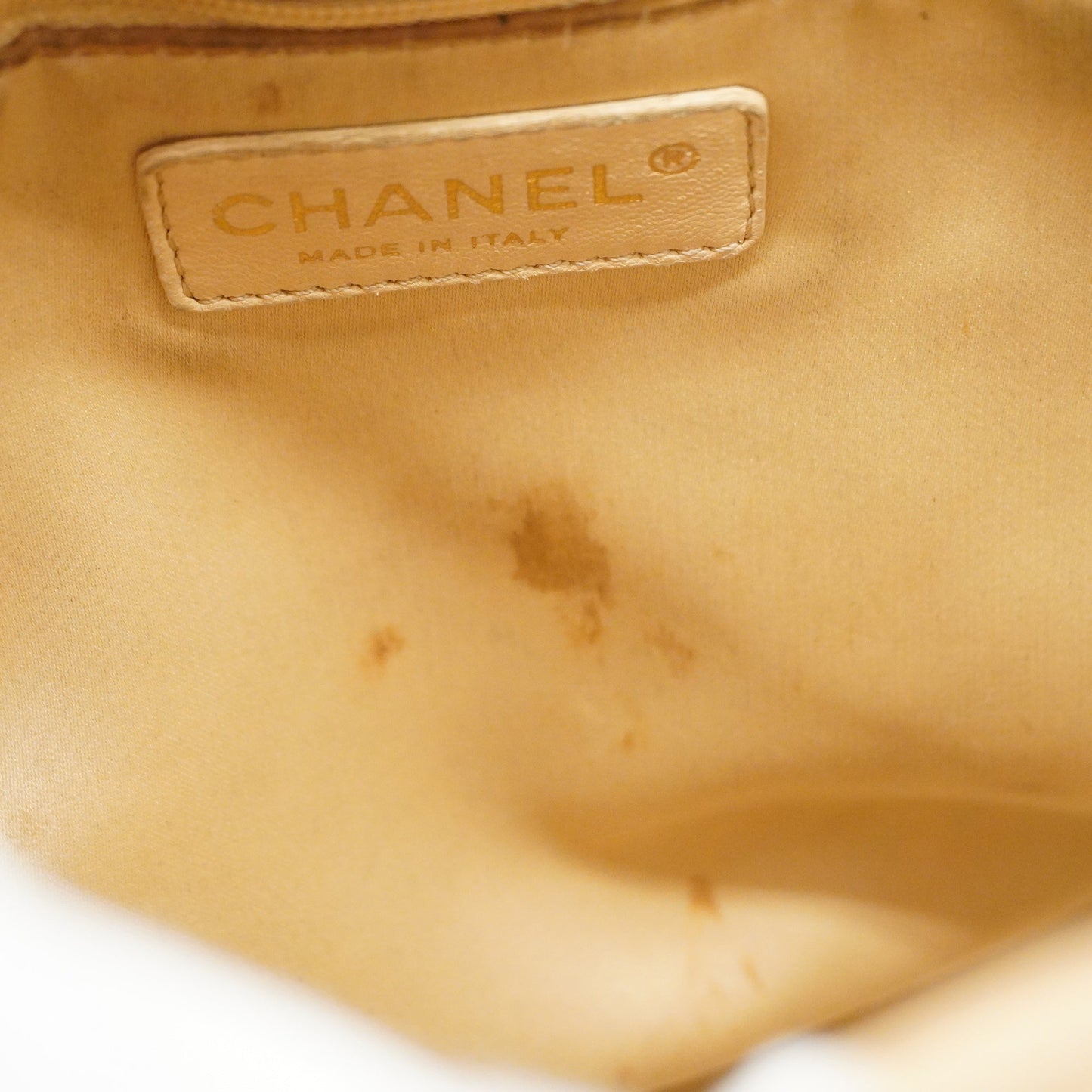 ChanelAuth  Matelasse Chain Shoulder Women's Caviar Leather Tote Bag Beige