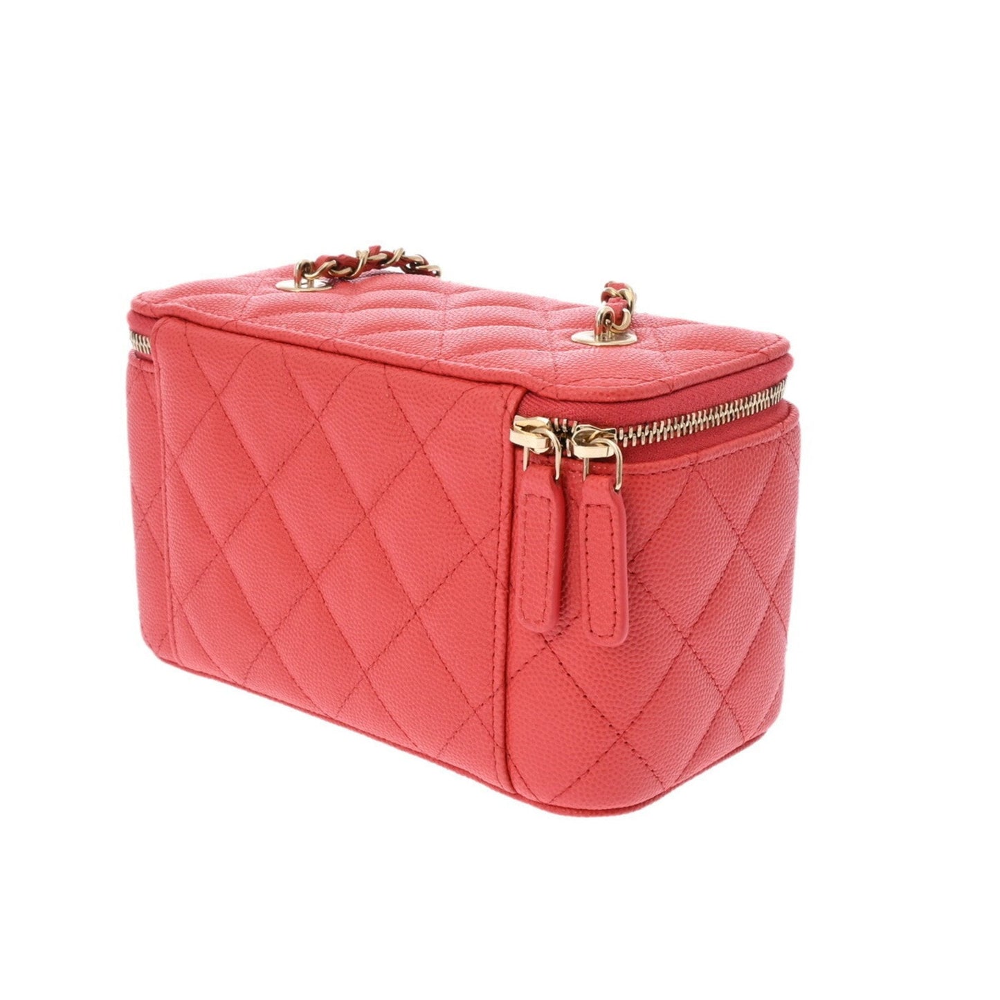 CHANEL Chanel Matelasse Chain Vanity Pink Orange AP1341 Women's Caviar Skin Shoulder Bag