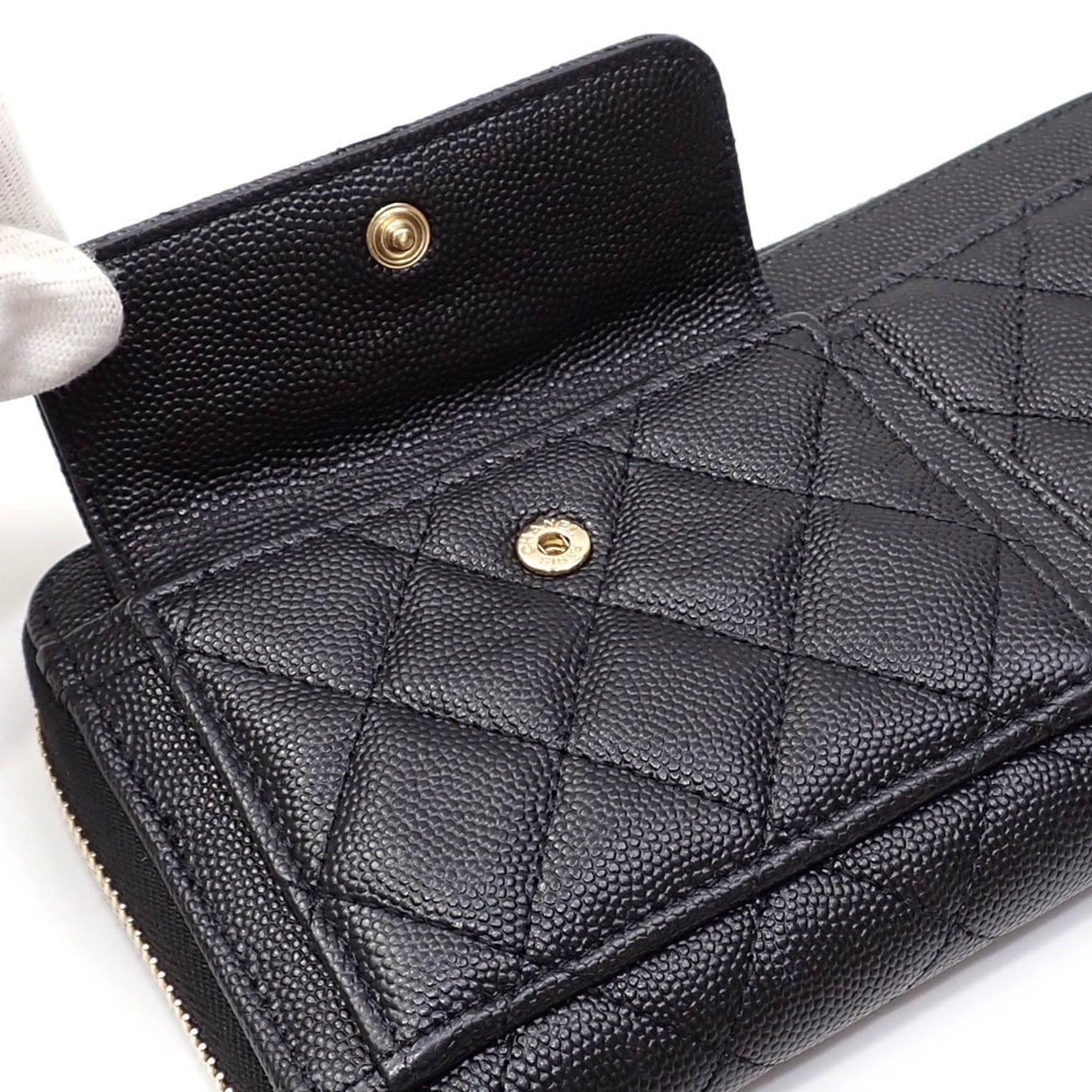 Chanel Round Long Wallet Matelasse Women's Black Caviar Skin AP1139 Coco Mark 2020 Cruise Collection
