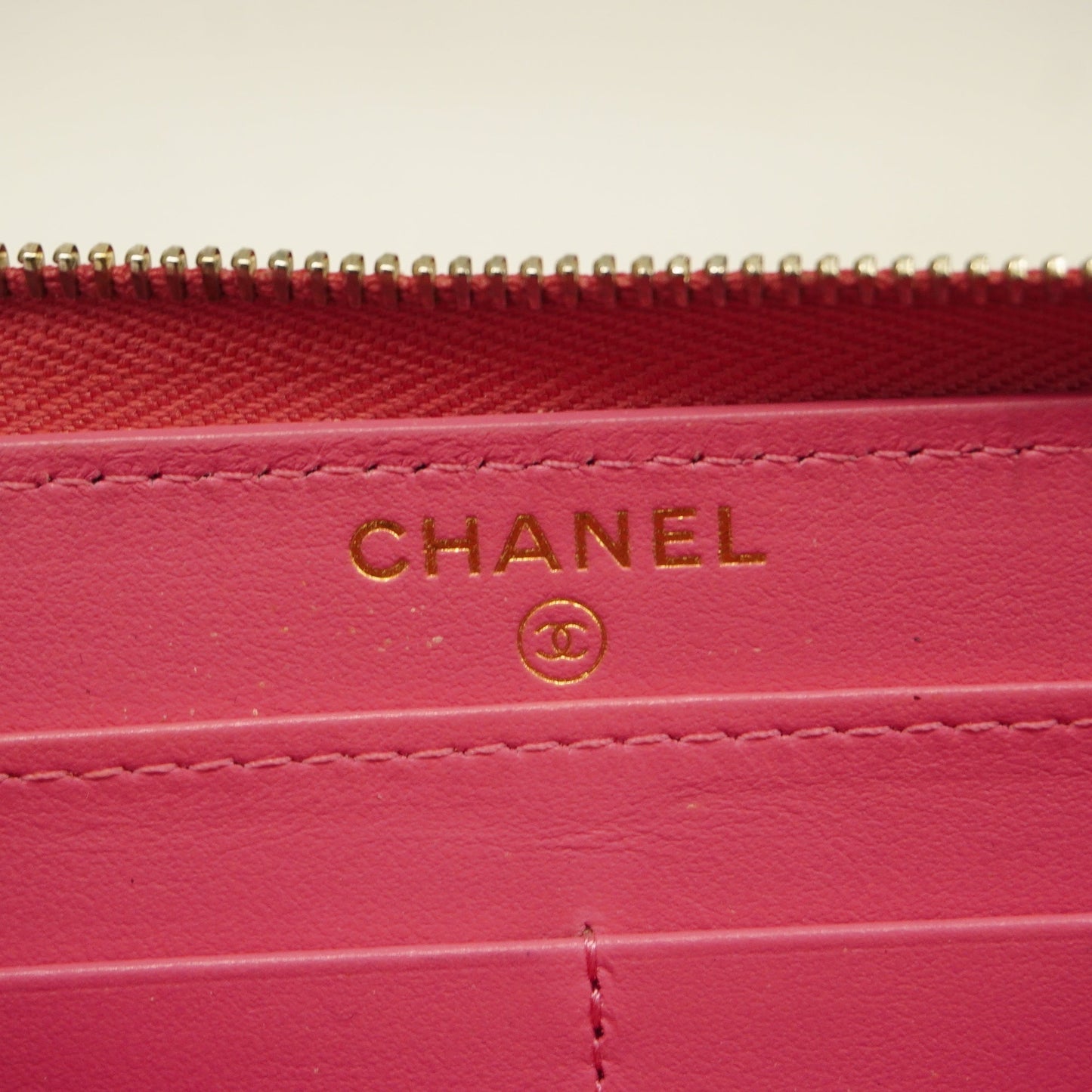 ChanelAuth  Matelasse Gold Hardware Women's Caviar Leather Long Wallet Pink