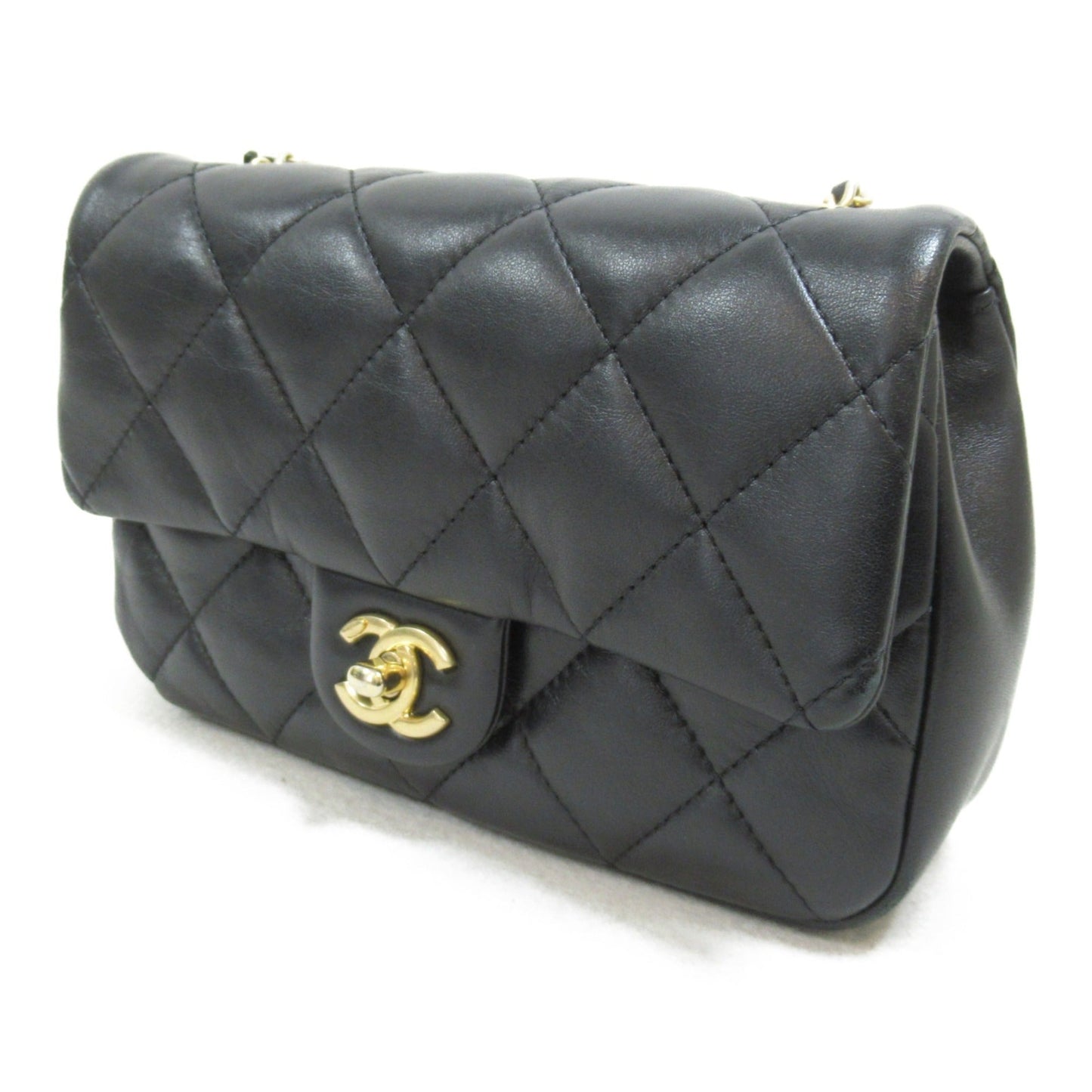 CHANEL Mini Matelasse Chain Shoulder Bag Black Lambskin (sheep leather) AS3456