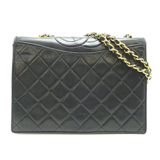 Chanel Matelasse Full Flap Chain Shoulder Bag with Inner Rippling, Women's Bag, Lambskin, Black