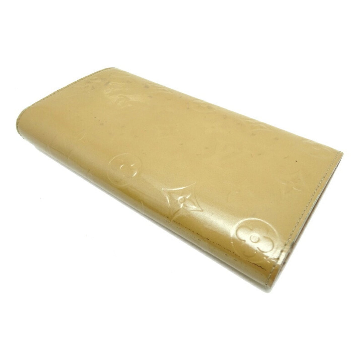 LOUIS VUITTON Portomone Credit Ladies Long Wallet M91380 Vernis Noisette [Beige]