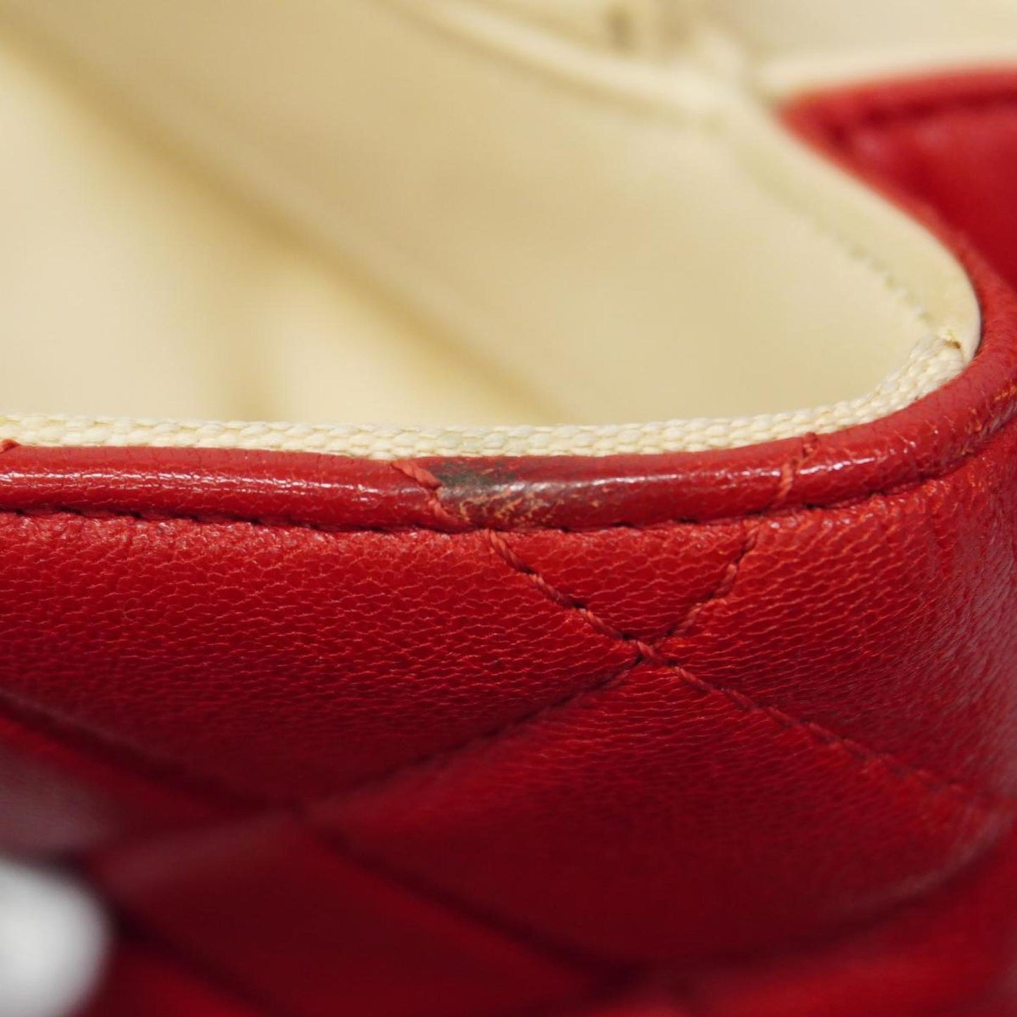 Chanel Shoulder Bag Matelasse W Chain Lambskin Red Women's