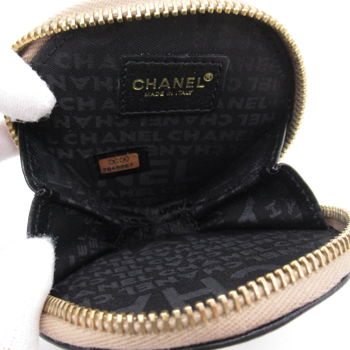 CHANEL Pouch Black Beige Lambskin (sheep leather)