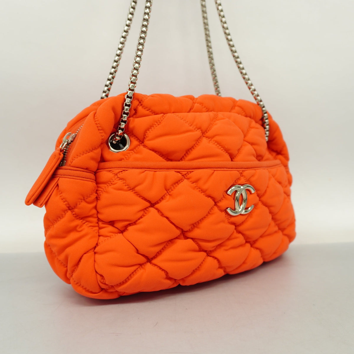 ChanelAuth  Chain Shoulder Women's Nylon Shoulder Bag Orange