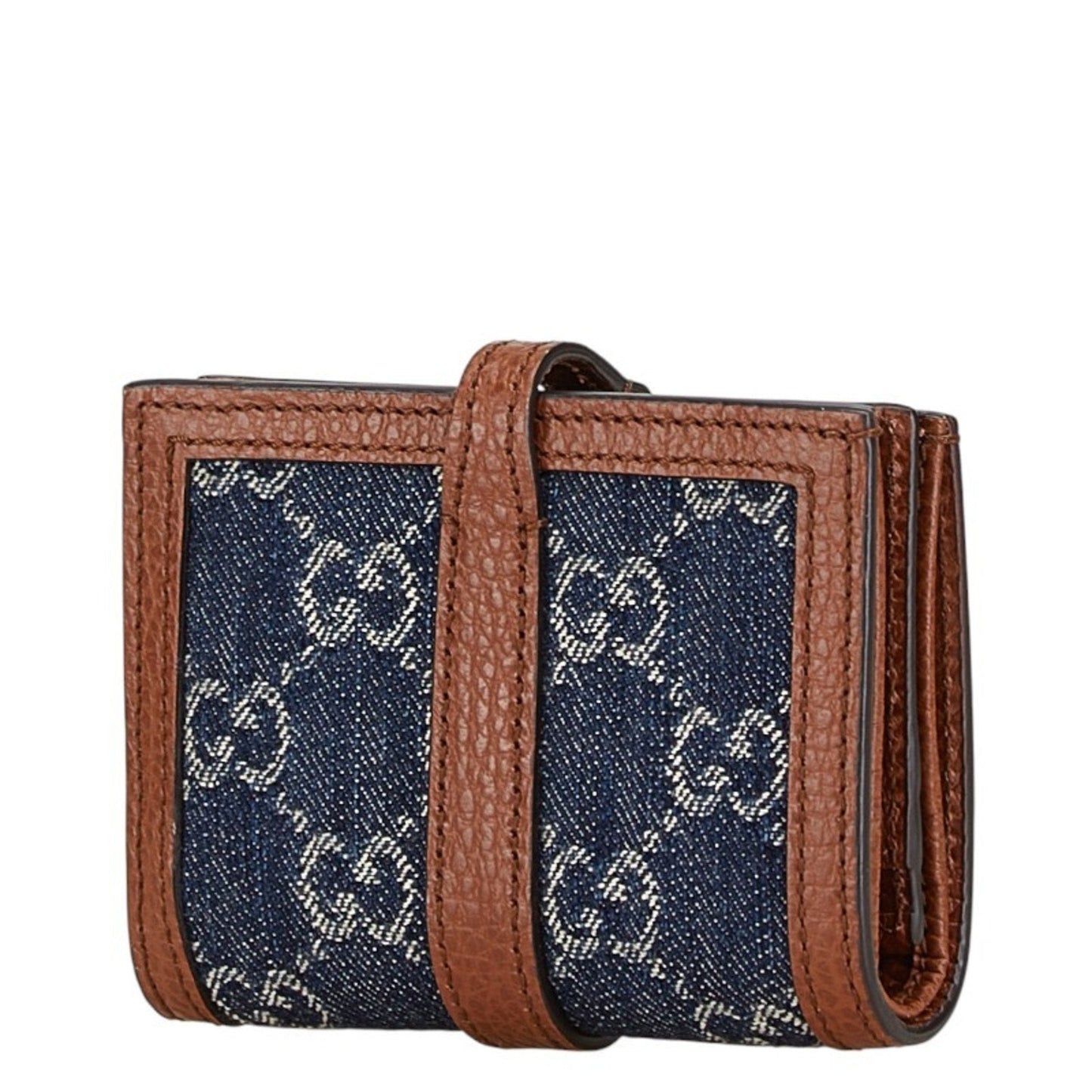 Gucci Brown Navy Denim Leather Wallet (Bi-Fold)