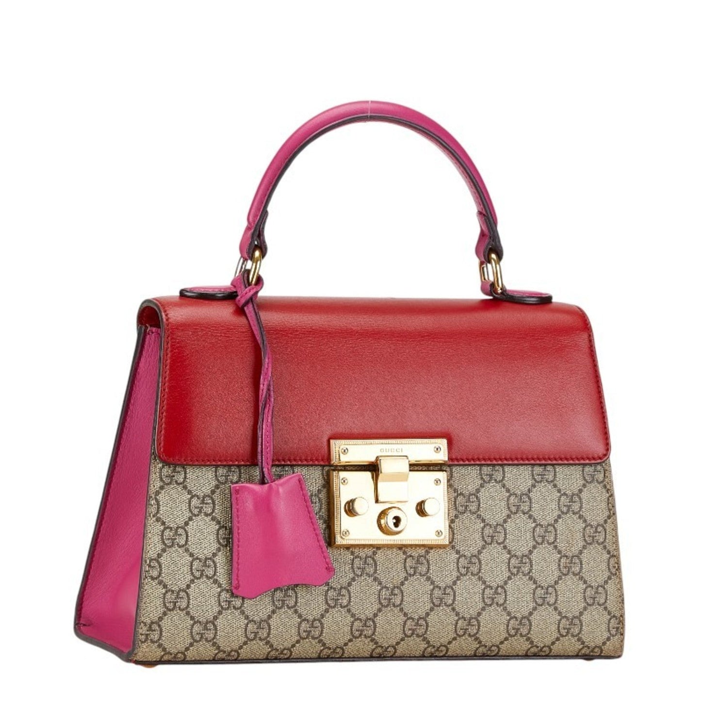 Gucci Beige Pink Red Color Pvc Leather Handbag Shoulder Bag