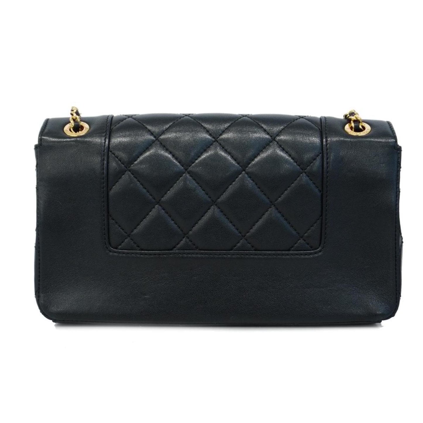 Chanel Shoulder Bag Matelasse W Flap Chain Leather Black Women's
