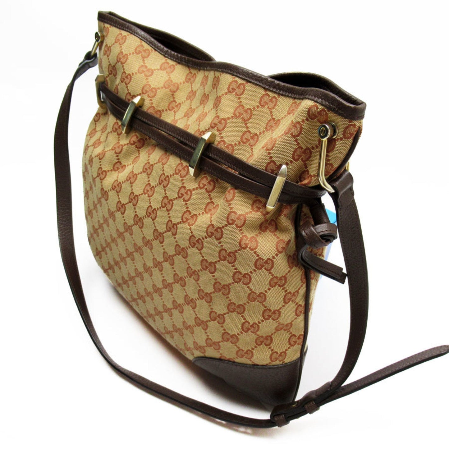 Gucci Beige Brown Orange Gg Canvas Leather Shoulder Bag