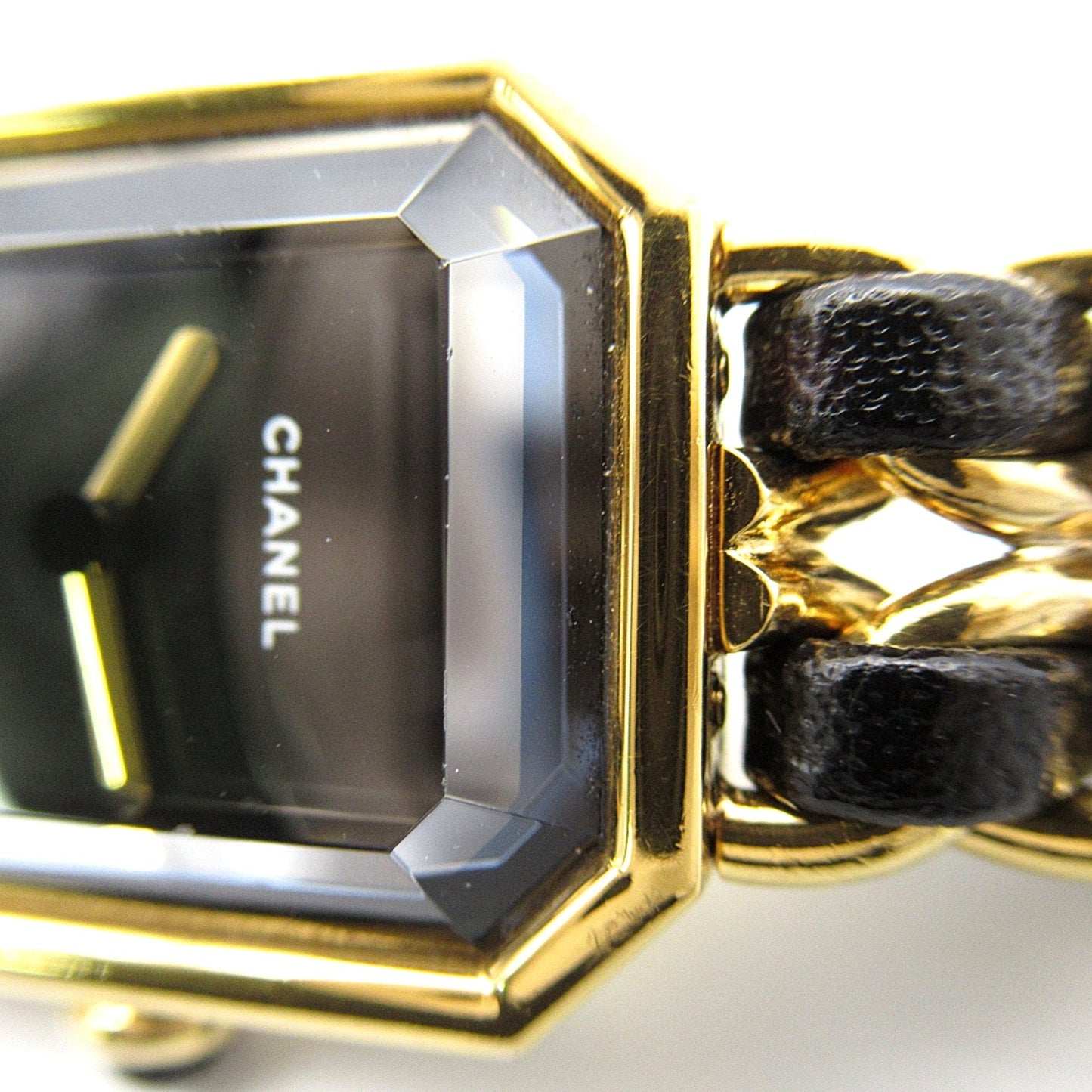 CHANEL Premiere L Wrist Watch H0001 Quartz Black Gold Plated Leather belt H0001