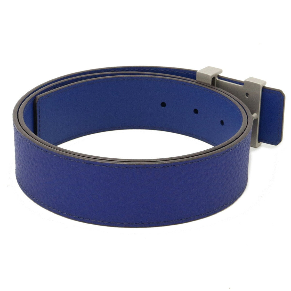 LOUIS VUITTON Suntulle LV Initial Belt Leather Blue #90 M9125U