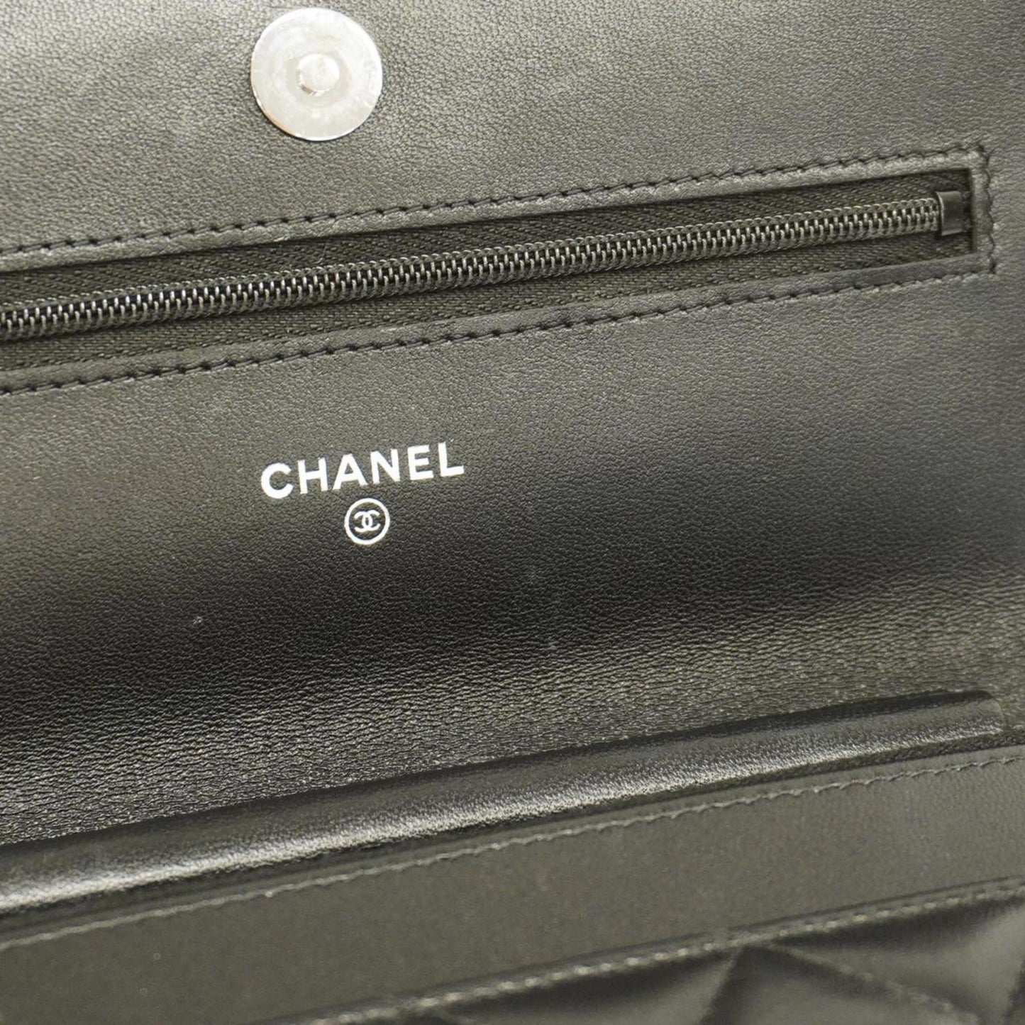 Chanel Shoulder Wallet Matelasse Chain Lambskin Black Women's