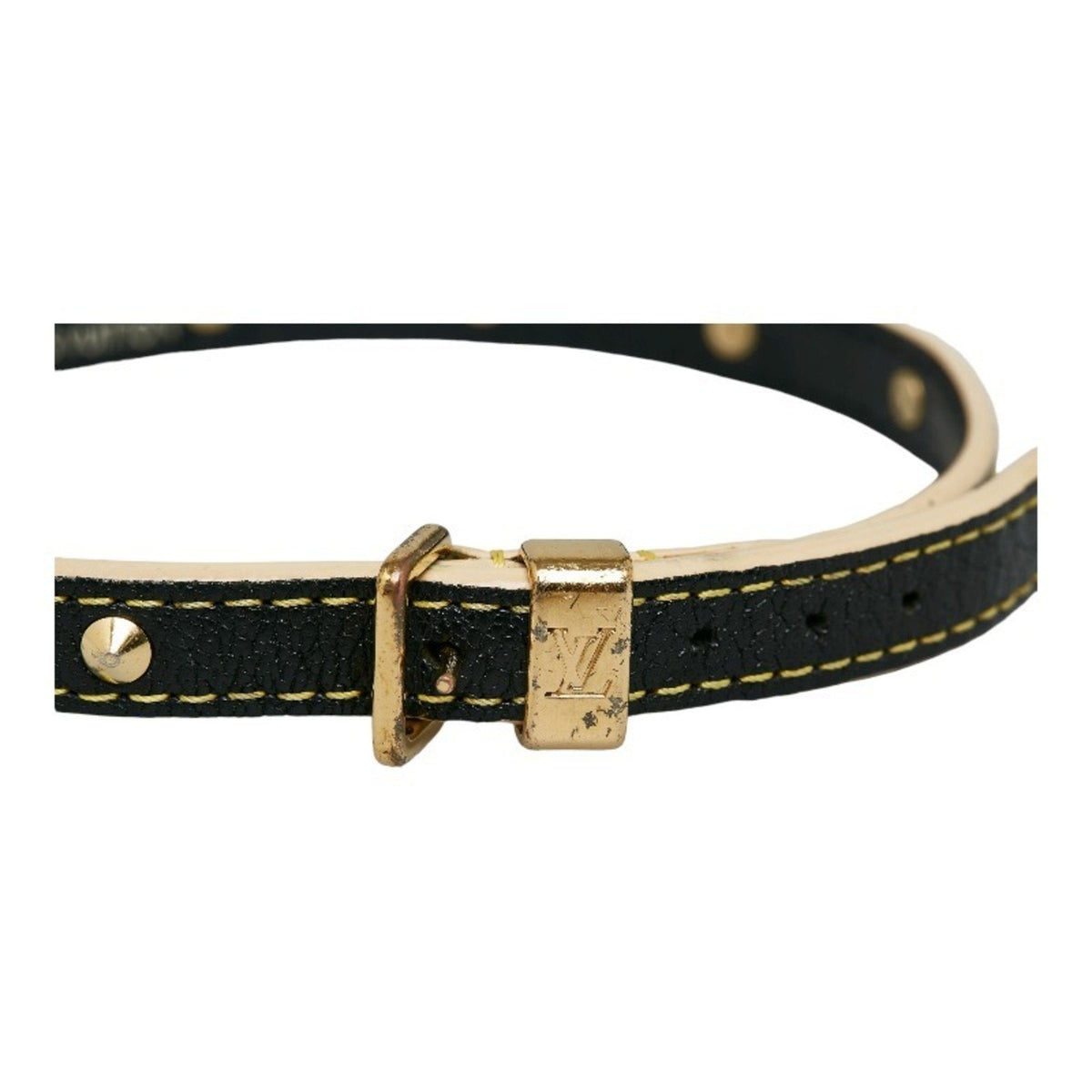 LOUIS VUITTON Suhari Bracelet Double Tour M91844 Black Leather Ladies