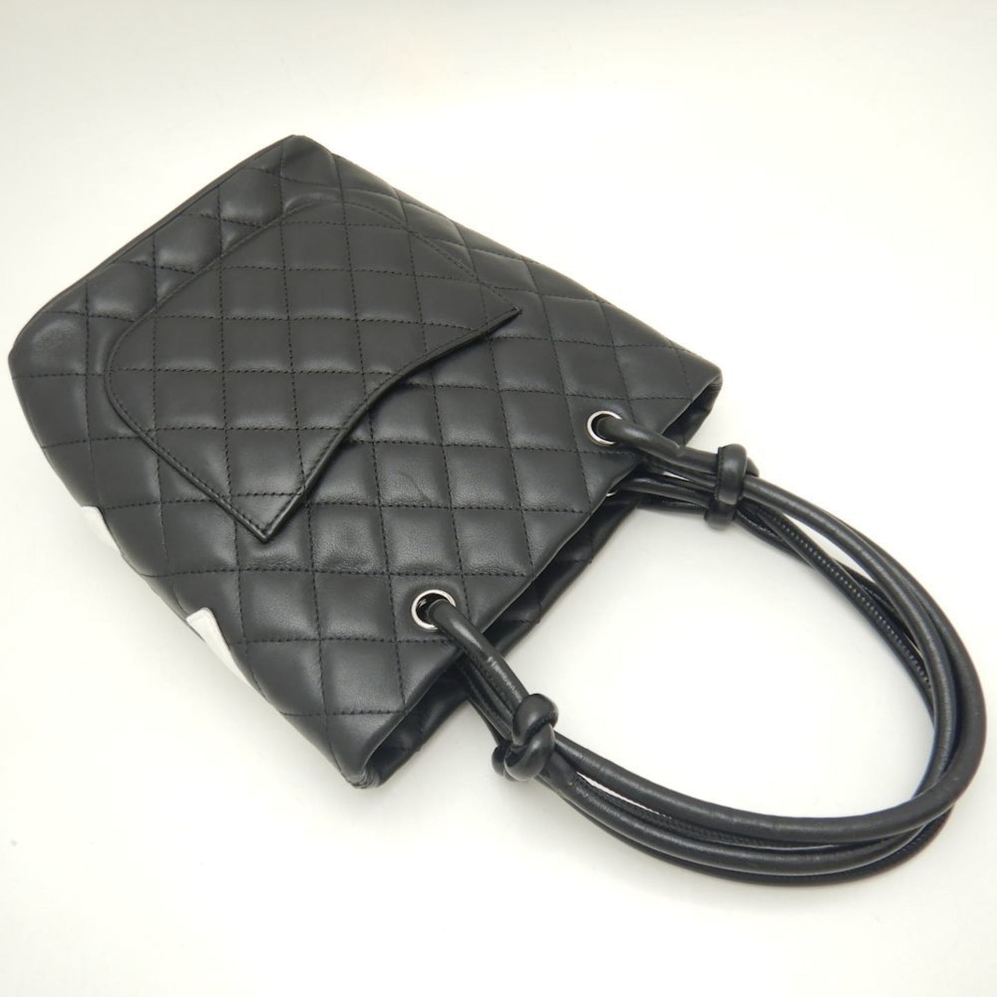 CHANEL Small Tote A25166 Bag Cambon Line Calfskin Black White 251875