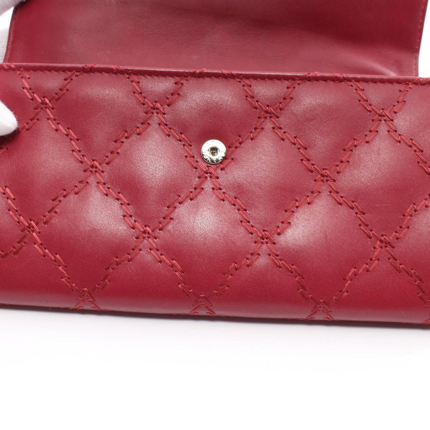 CHANEL Ultra Stitch Coco Mark Bi-fold Long Wallet Leather Women's Red A69097
