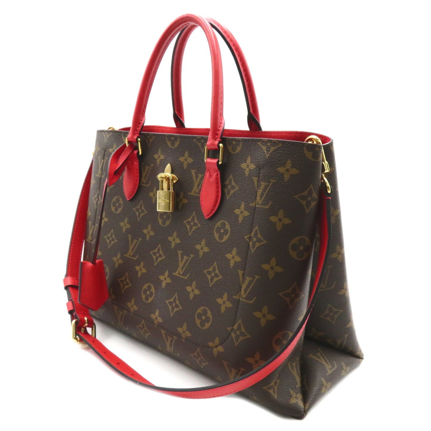 LOUIS VUITTON Flower tote Brown Red Coquelicot Monogram PVC coated canvas M43553