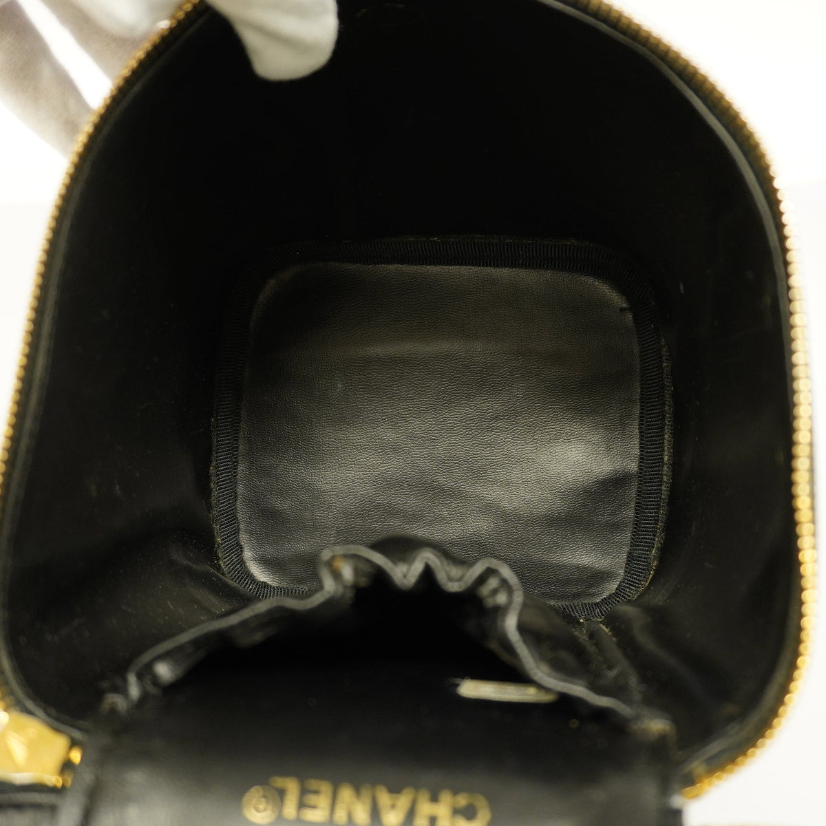 ChanelAuth  Bicolor Vanity Bag Women's Leather Vanity Bag Black
