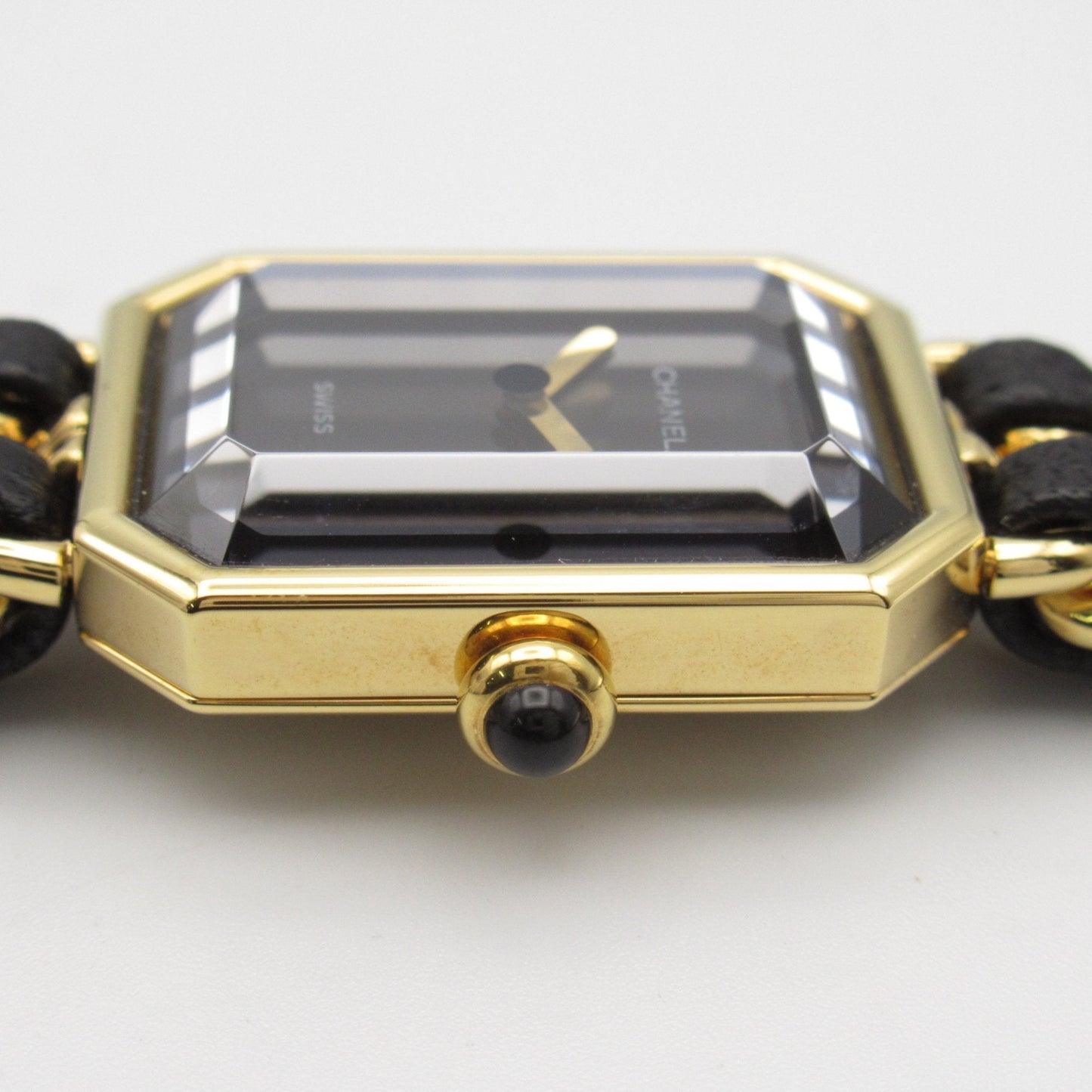 CHANEL Premiere L Wrist Watch H0001 Quartz Black Gold Plated Leather belt H0001