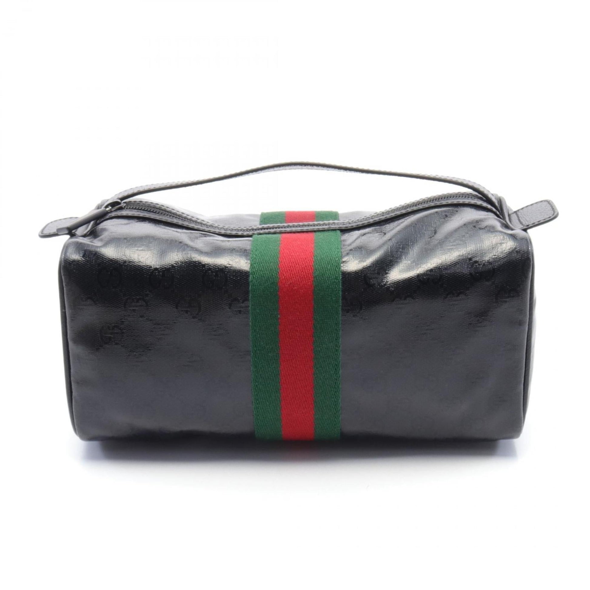 Gucci Black Pvc Coated Canvas Leather Handbag ()