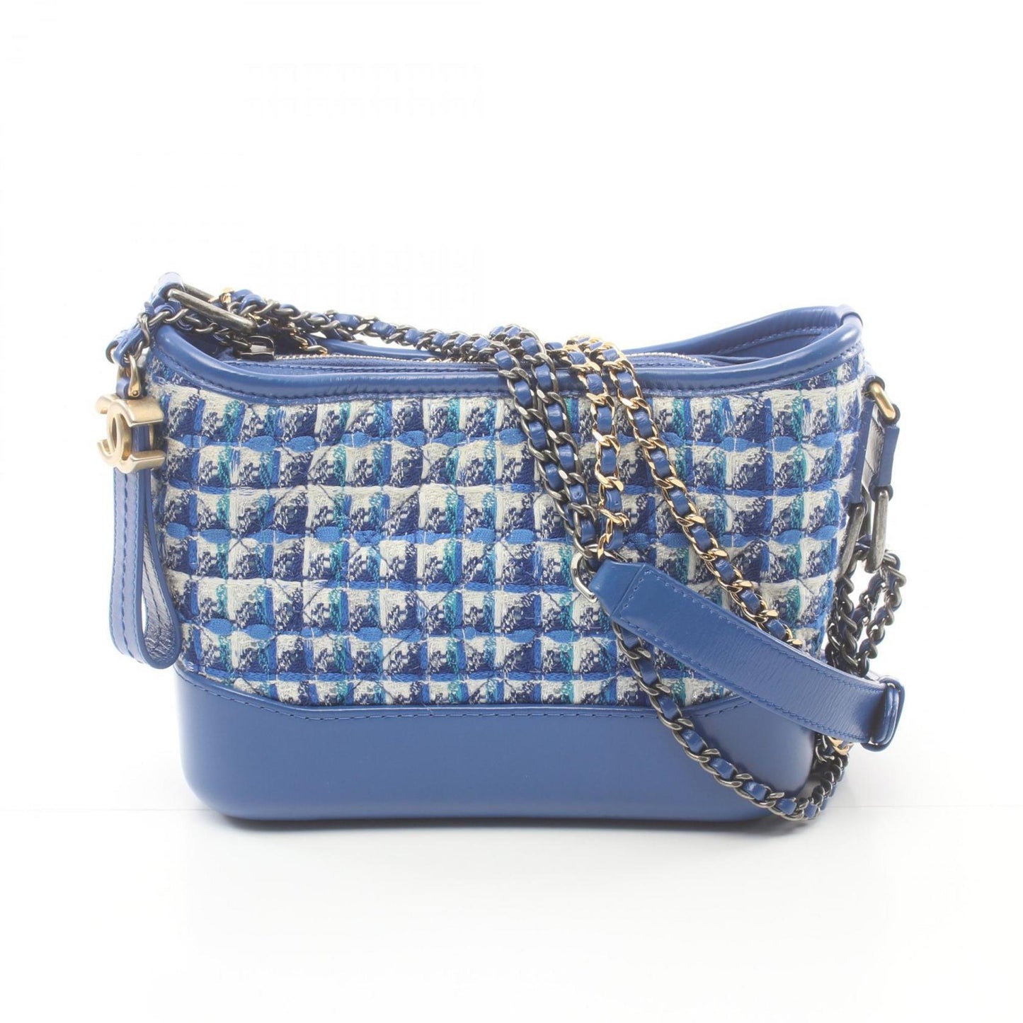 CHANEL Gabriel Shoulder Bag, Fabric, Leather, Women's, Blue