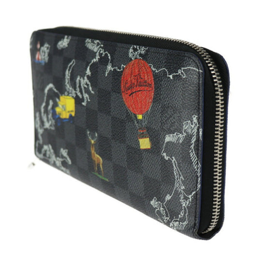 LOUIS VUITTON Zippy Organizer NM Long Wallet N40204 Damier Graphite Canvas Black x Gray Multicolor Silver Hardware Round Zipper Vuitton