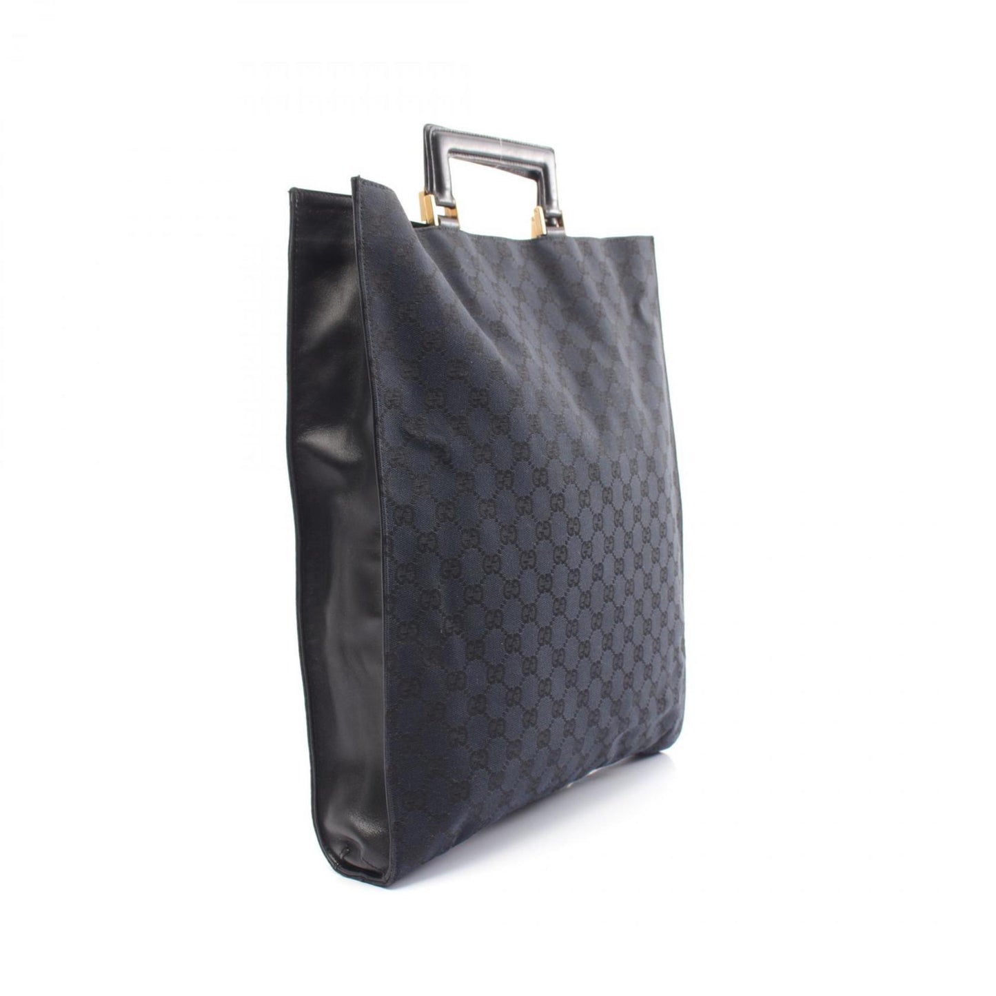 Gucci Black Canvas Leather Tote Bag