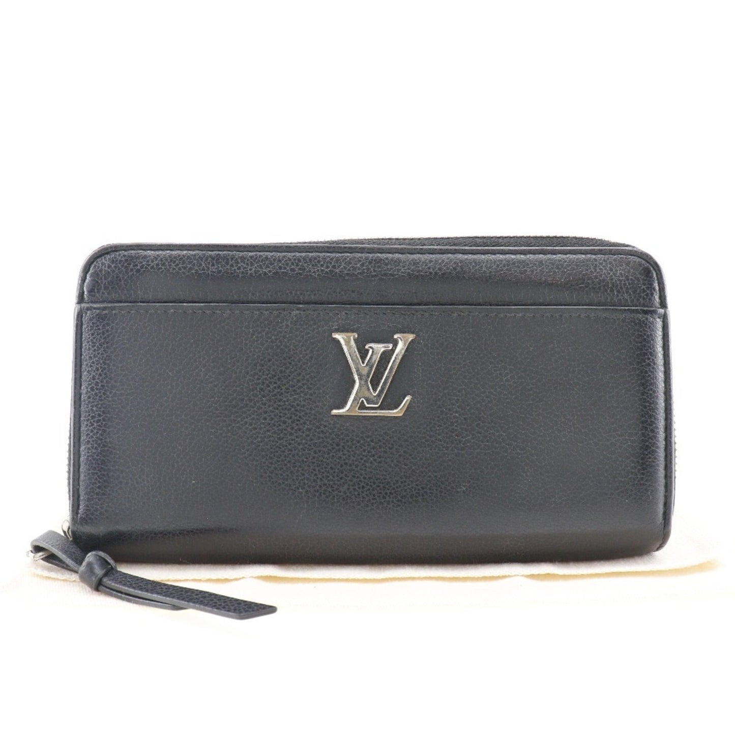 LOUIS VUITTON Portefeuille Lock Me Long Wallet Zippy Leather Black UB3168 Ladies