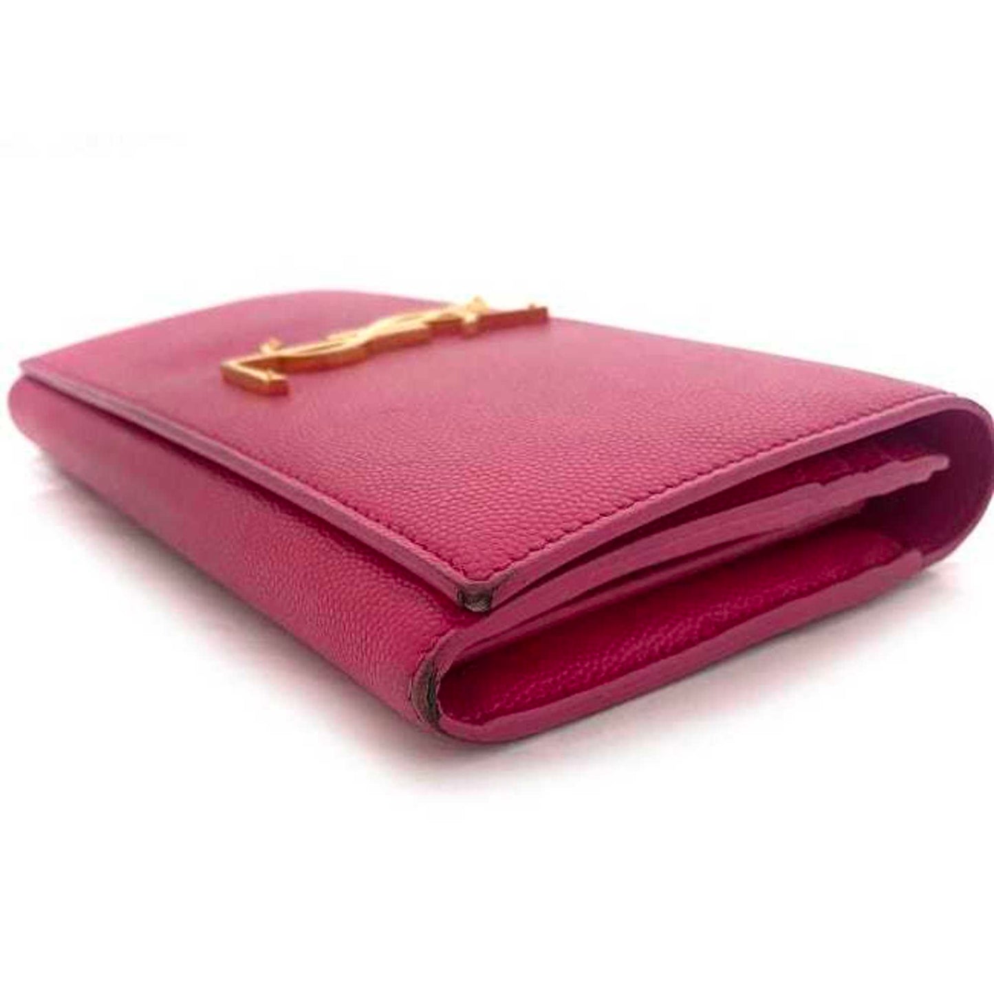 SAINT LAURENT bi-fold long wallet pink gold monogram GBL372266 leather  YSL flap grain ladies