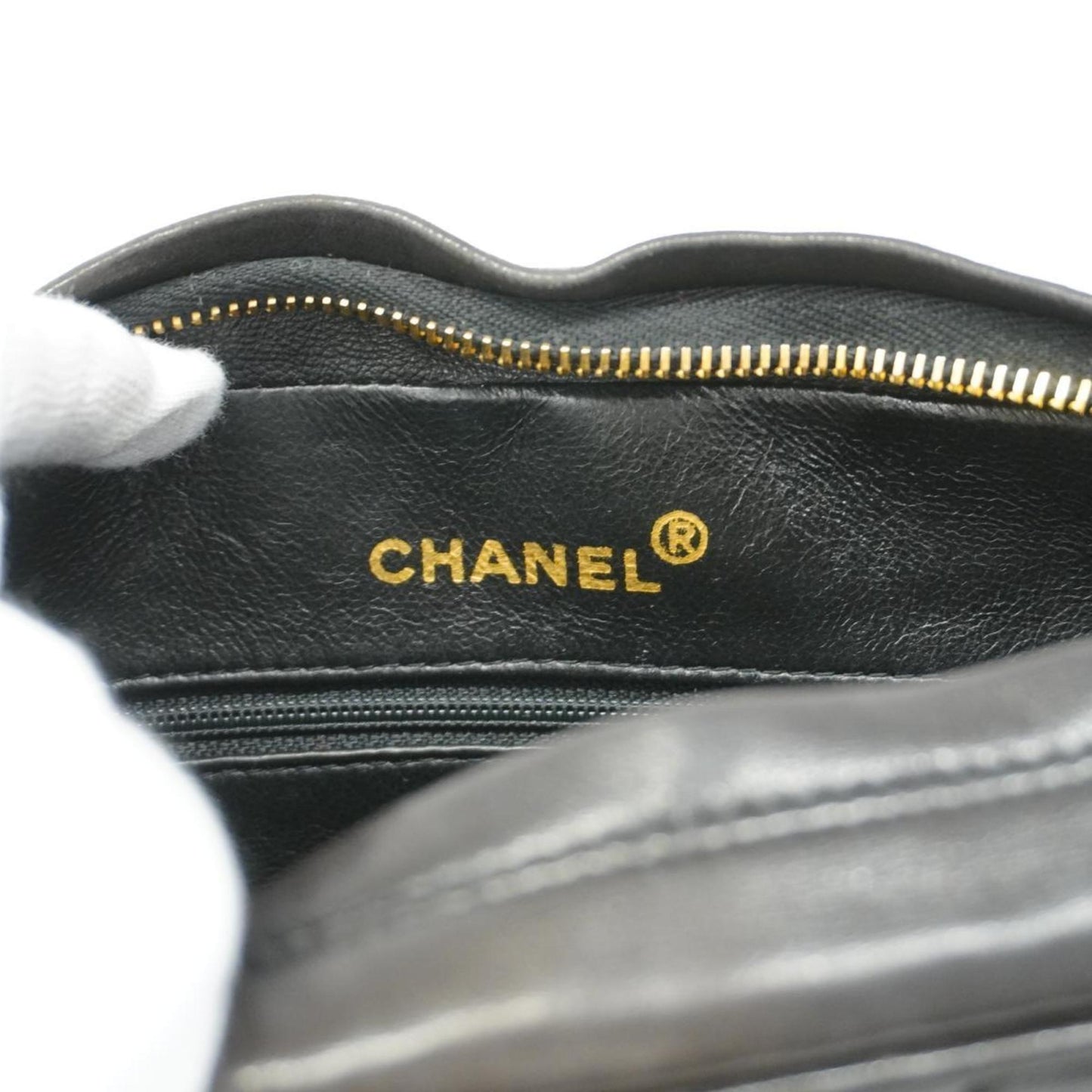 Chanel Shoulder Bag with Matelasse Chain Lambskin Black Women's
