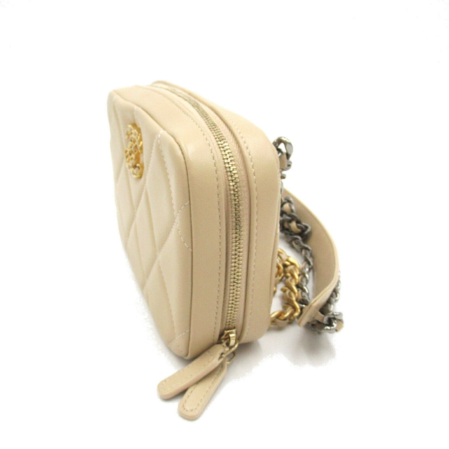 CHANEL CHANEL19 Chain Shoulder Bag, Lambskin (Sheepskin), Women's, Beige, AP2728