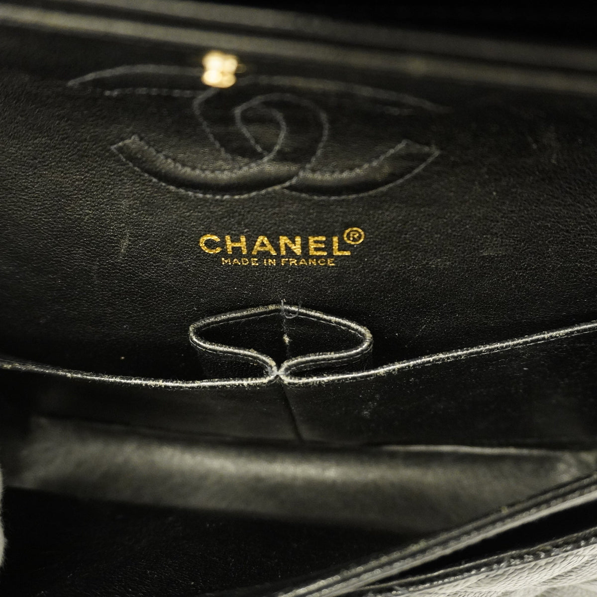 ChanelAuth  Big Matelasse W Flap W Chain Women's Caviar Leather Shoulder Bag
