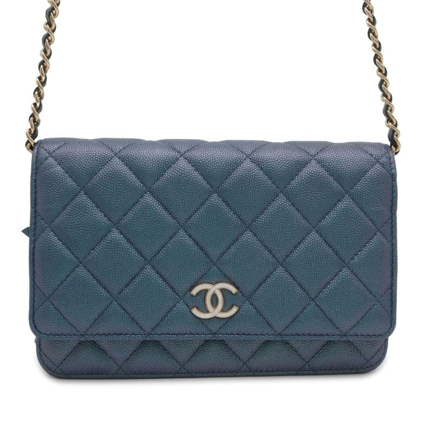 Chanel Chain Wallet Matelasse Coco Mark Caviar Skin A33814 CHANEL