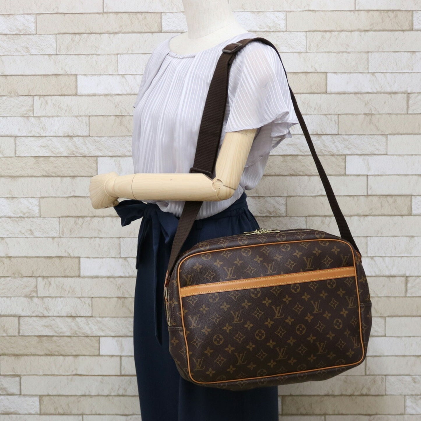 LOUIS VUITTON Shoulder Bag Monogram Reporter GM M45252 Brown Women's Canvas