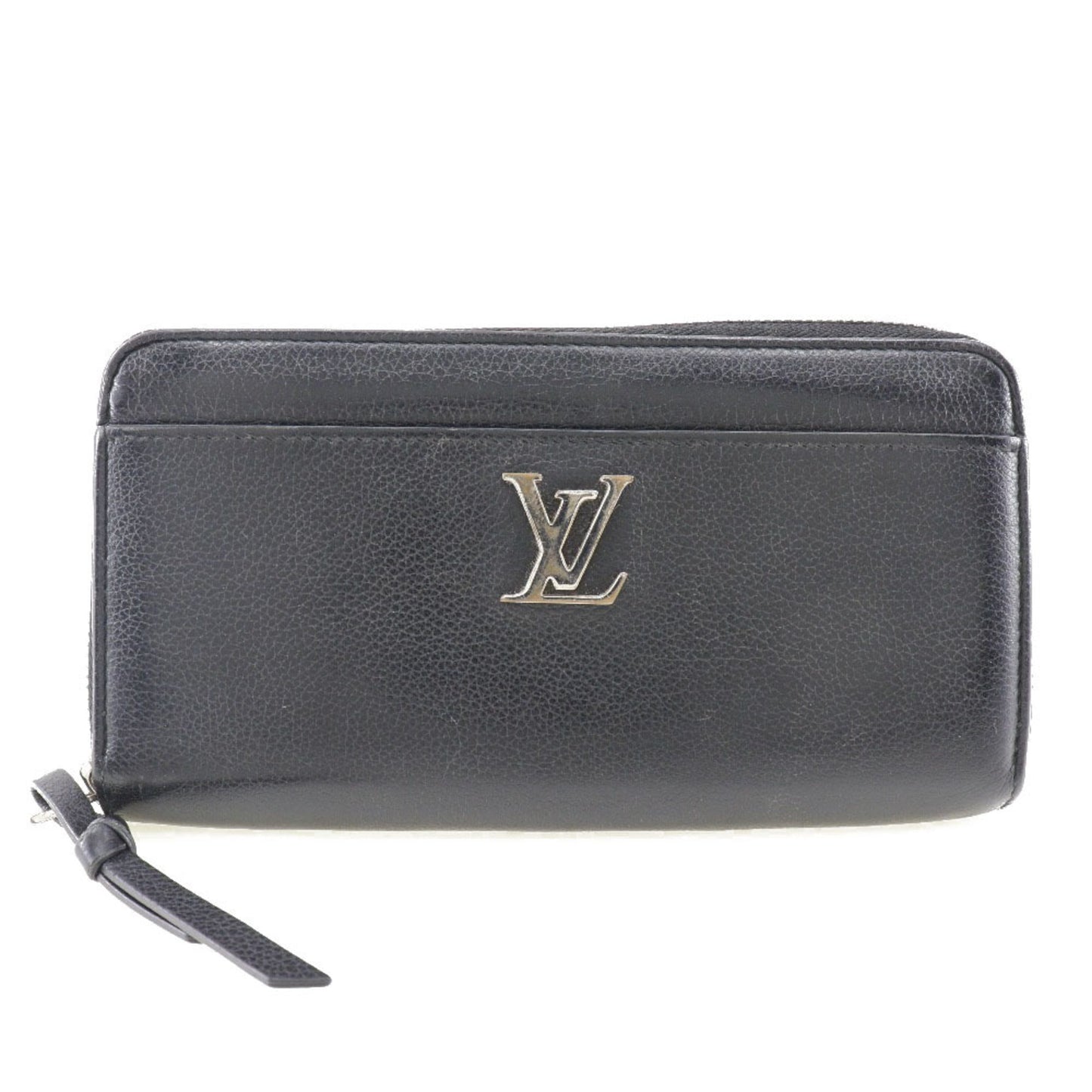 LOUIS VUITTON Portefeuille Lock Me Long Wallet Zippy Leather Black UB3168 Ladies
