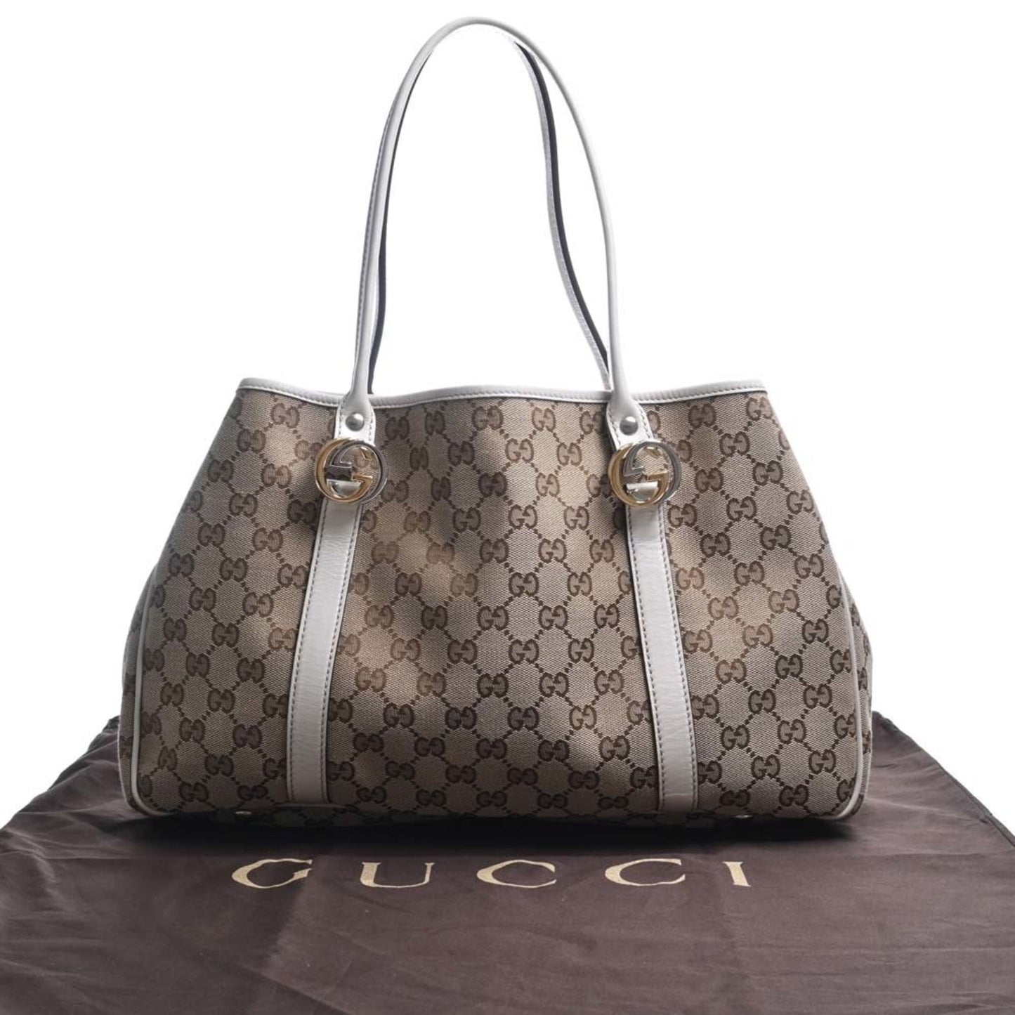 GUCCI GG Canvas Twins Tote Bag 232957 Beige/White Women's