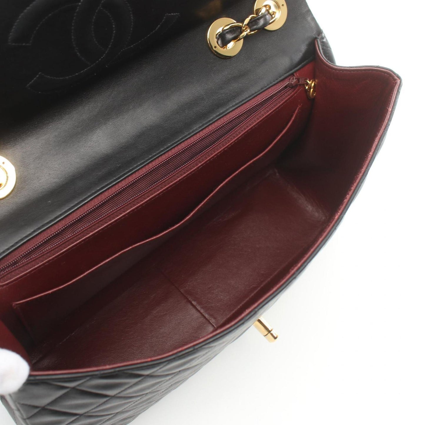 CHANEL Deca Matelasse 34 Shoulder Bag, Lambskin, Women's, Black, A01094