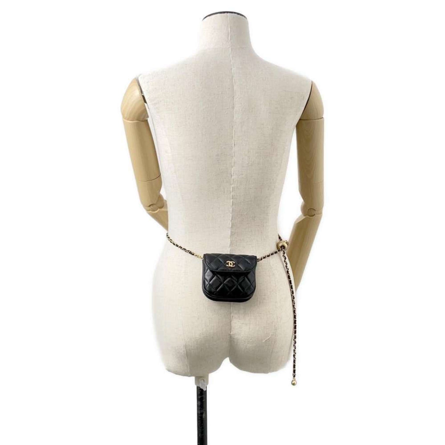 Chanel Waist Bag Matelasse Coco Mark Lambskin AP1461 2way Shoulder Ball Black