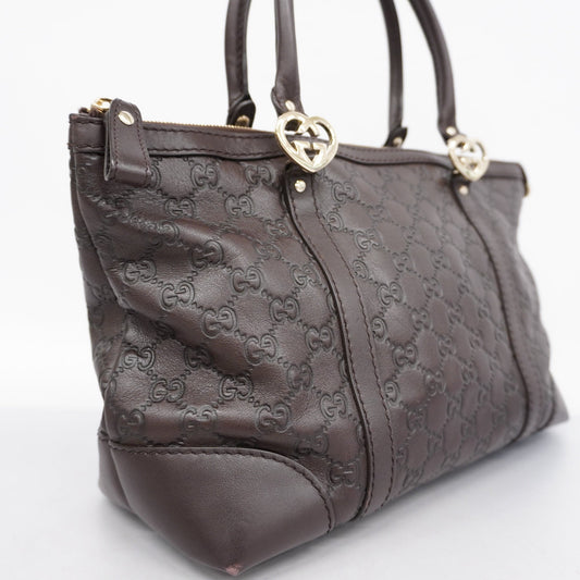 GUCCI ssima Lovely 257069 Women's Leather Tote Bag Brown