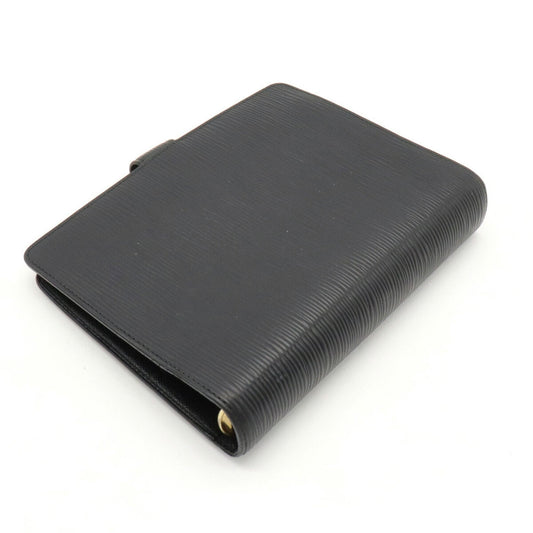 LOUIS VUITTON Epi Agenda MM Notebook Cover 6 Holes Leather Noir Black R20042