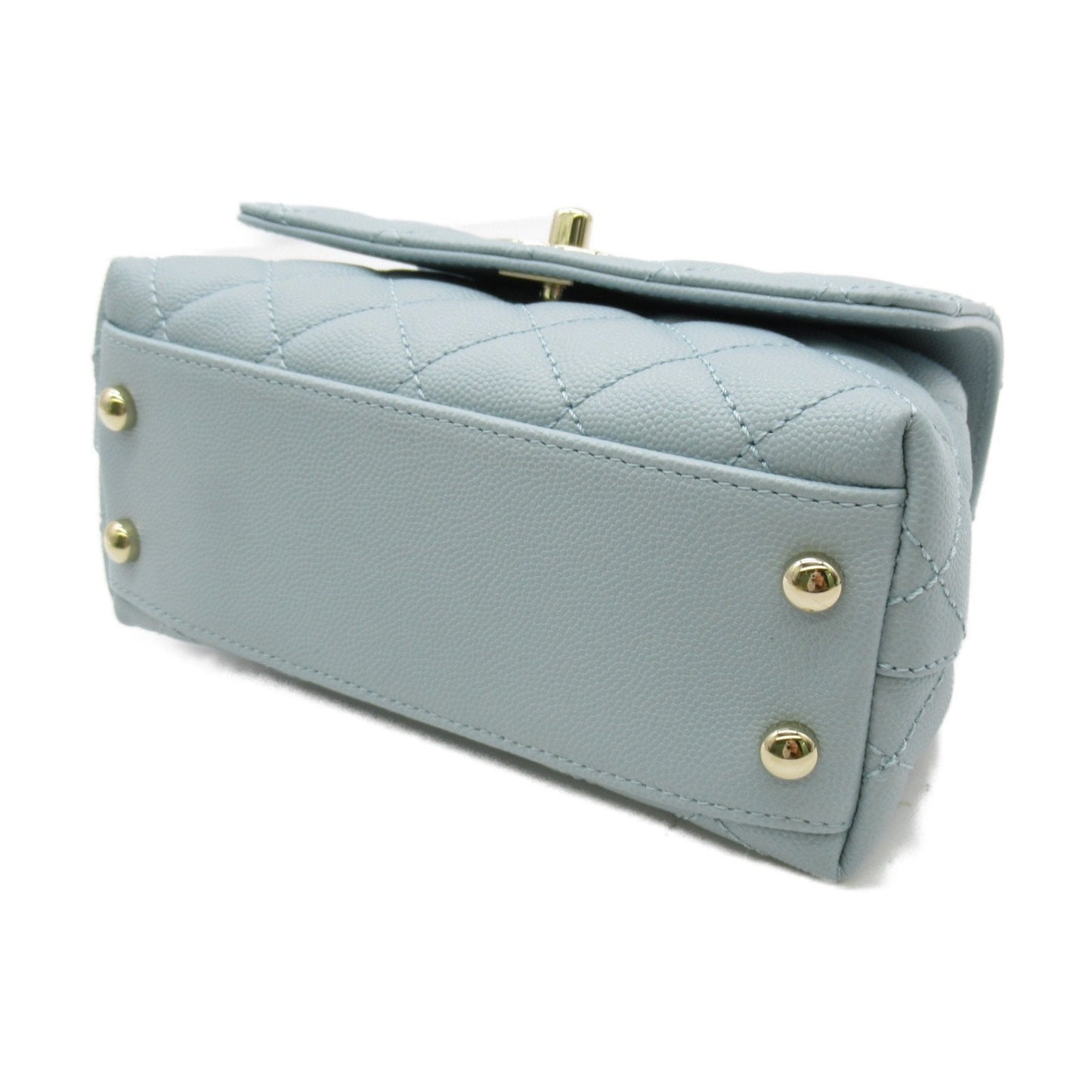 CHANEL Coco Handle Matelasse2wayShoulder Bag Blue Caviar Skin (Grained Calf) AS2215